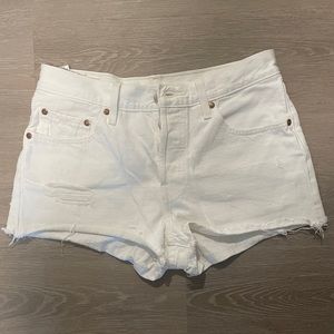 Levi 501 Denim Shorts - White - Size 27